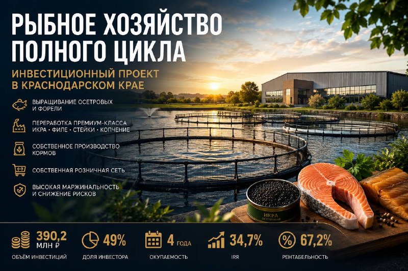 Инвестиции 390,2 млн ₽ в рыбное хозяйство полного цикла
